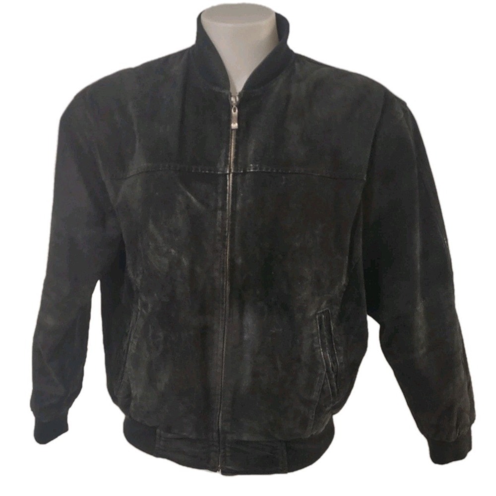 Leather USA Jacket Men's Sz Medium Genuine Leather Full Zip Pockets Lined Black